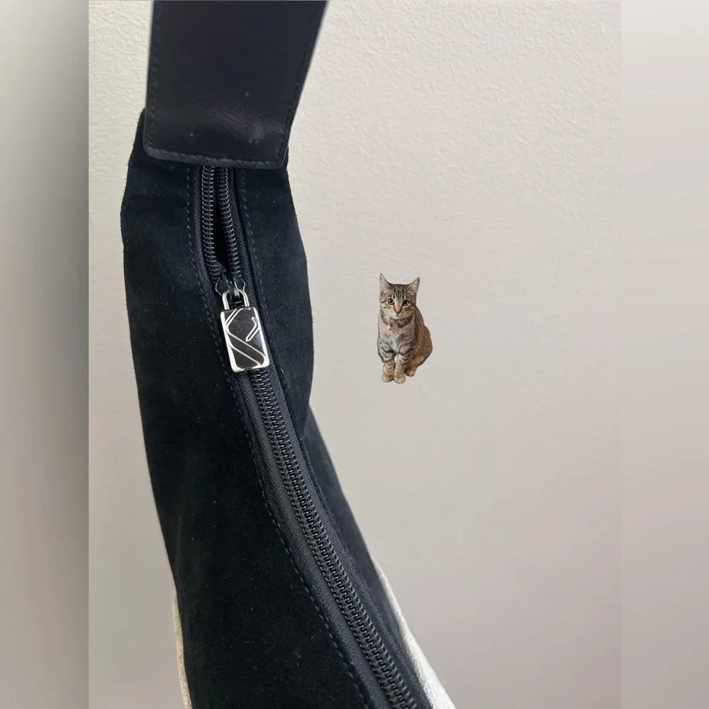 Furla Suede Hobo Bag, Black/Grey - Picture 6 of 11